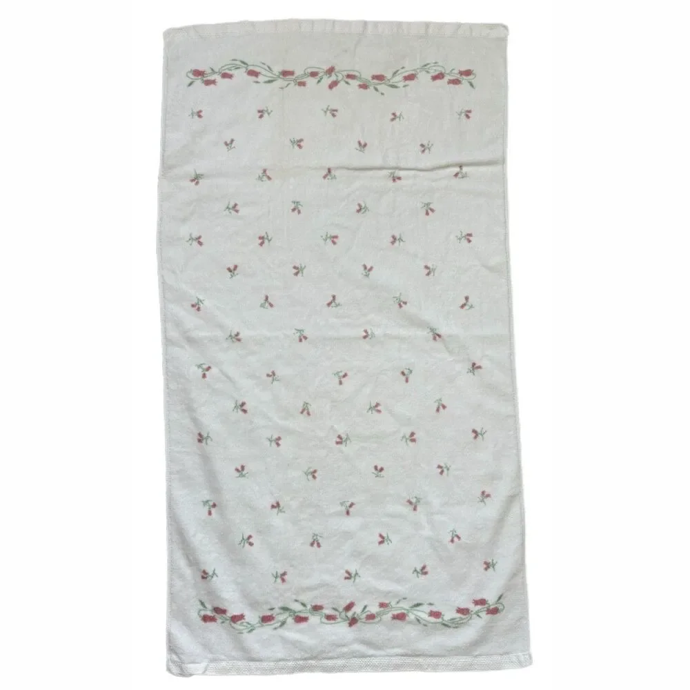 Fieldcrest Bath Velour Towel Set Vintage 90s Pink Floral Cottagecore Velour